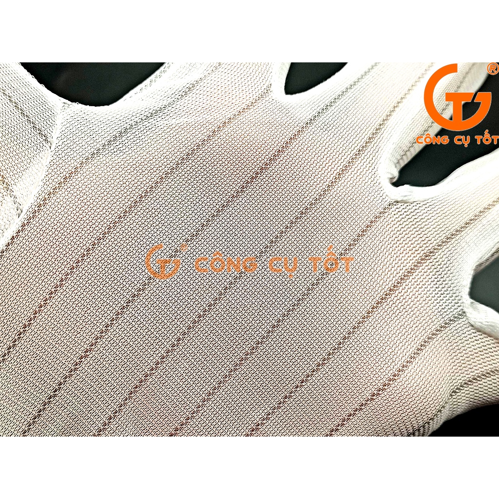 Găng tay chống tĩnh điện vải polyester pha sợi carbon size M