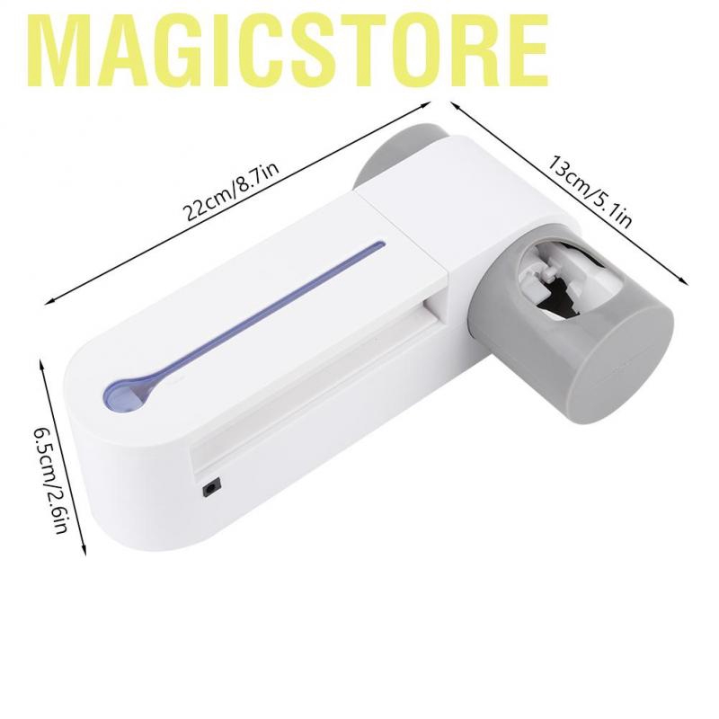 Magicstore 3in 1 UV Toothbrush Sterilizer Holder Wall Mount Automatic Toothpaste Dispenser Bathroom EU 100-240V