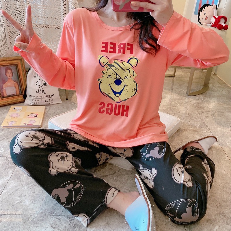 Bộ đồ ngủ dài tay họa tiết nhân vật hoạt hình dễ thương BD04 | BigBuy360 - bigbuy360.vn