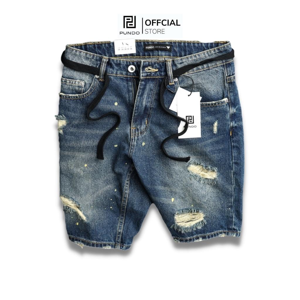 Quần short JEAN nam cao cấp wash xé nhẹ dễ phối PUNDO QSPD04