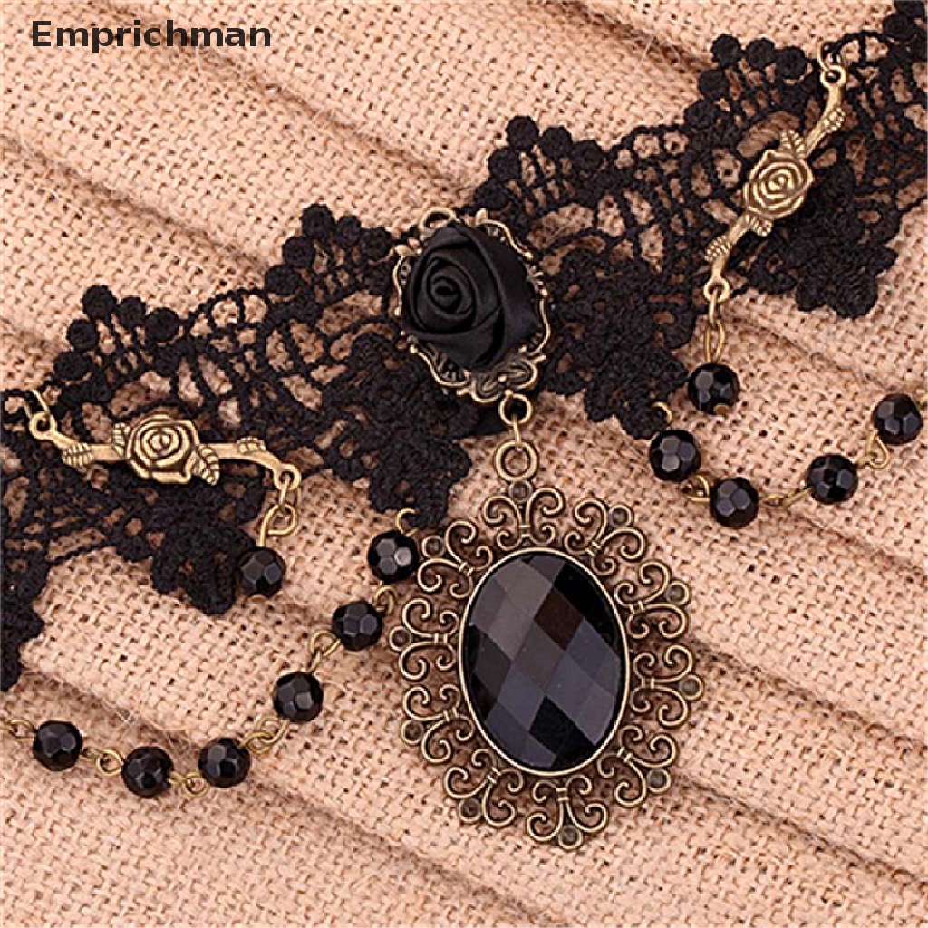 (Emprichman) Bán Chạy choker Ren Hoa Hồng Đen