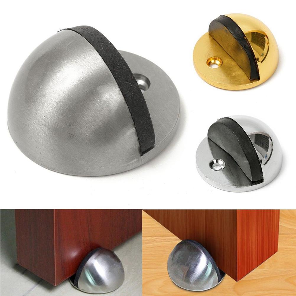 Hít chặn cửa BÁN NGUYỆT kèm ốc vít và miếng dán 3M, chặn cửa inox bền chắc chống va đập cửa - MÀU BẠC