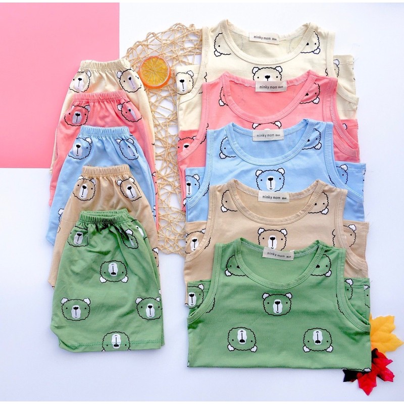 bộ minky mom hình gấu ba lỗ