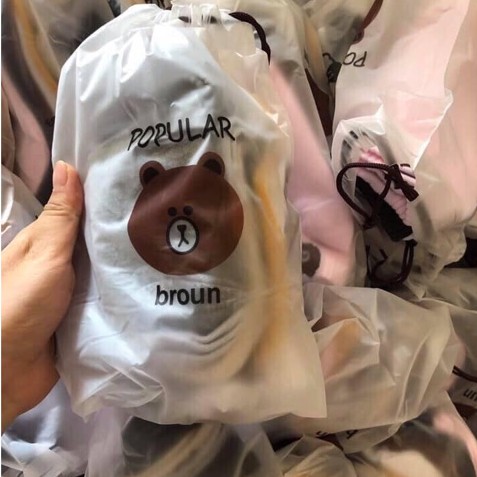 Set 10 Đôi Tất Gấu Kèm Túi Rút Brown Siêu Hot 2019 #196
