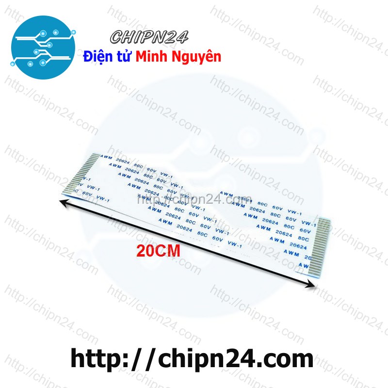 [1 SỢI] Cáp FPC/FFC 24P 1.0MM 20CM cùng chiều (Cáp AWM 20624 80C 60V VW-1)