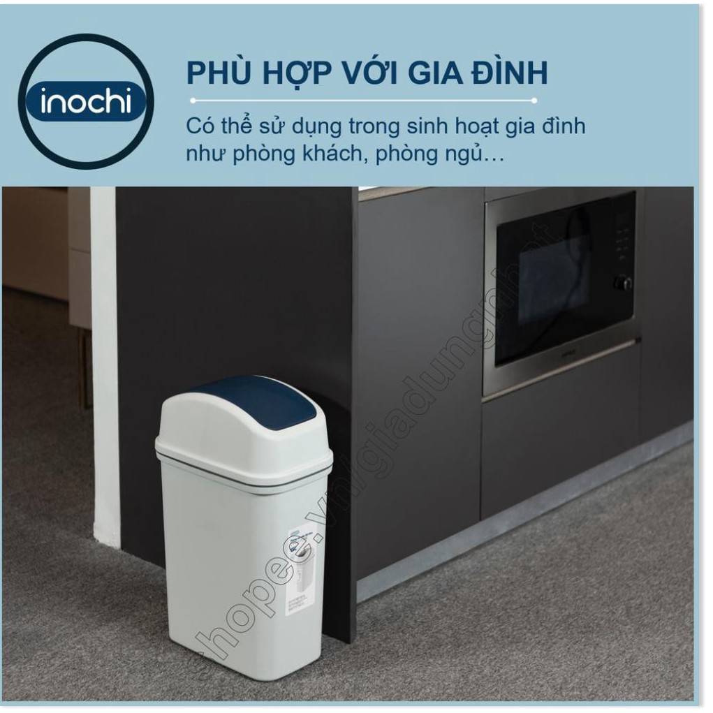 Thùng Rác Nhựa Nắp Lật Inochi 15 Lít Rất Đẹp Làm Sọt Rác Văn Phòng, Khách Sạn, Đựng Rác Gia Đình, Để Bàn Trong Nhà (tiêu