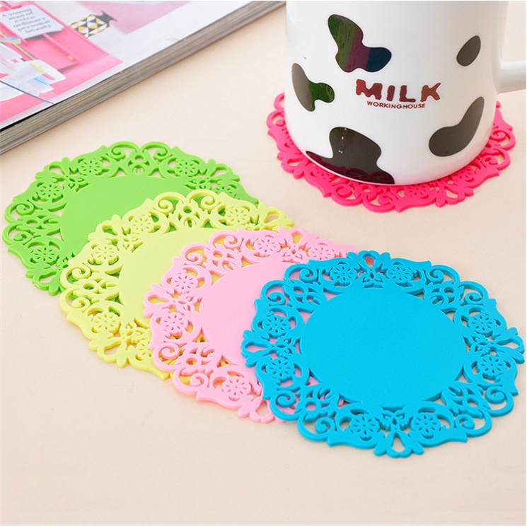 Tấm Lót Ly Cốc Hình Tròn Bằng Silicone Cách Nhiệt Tiện Dụng