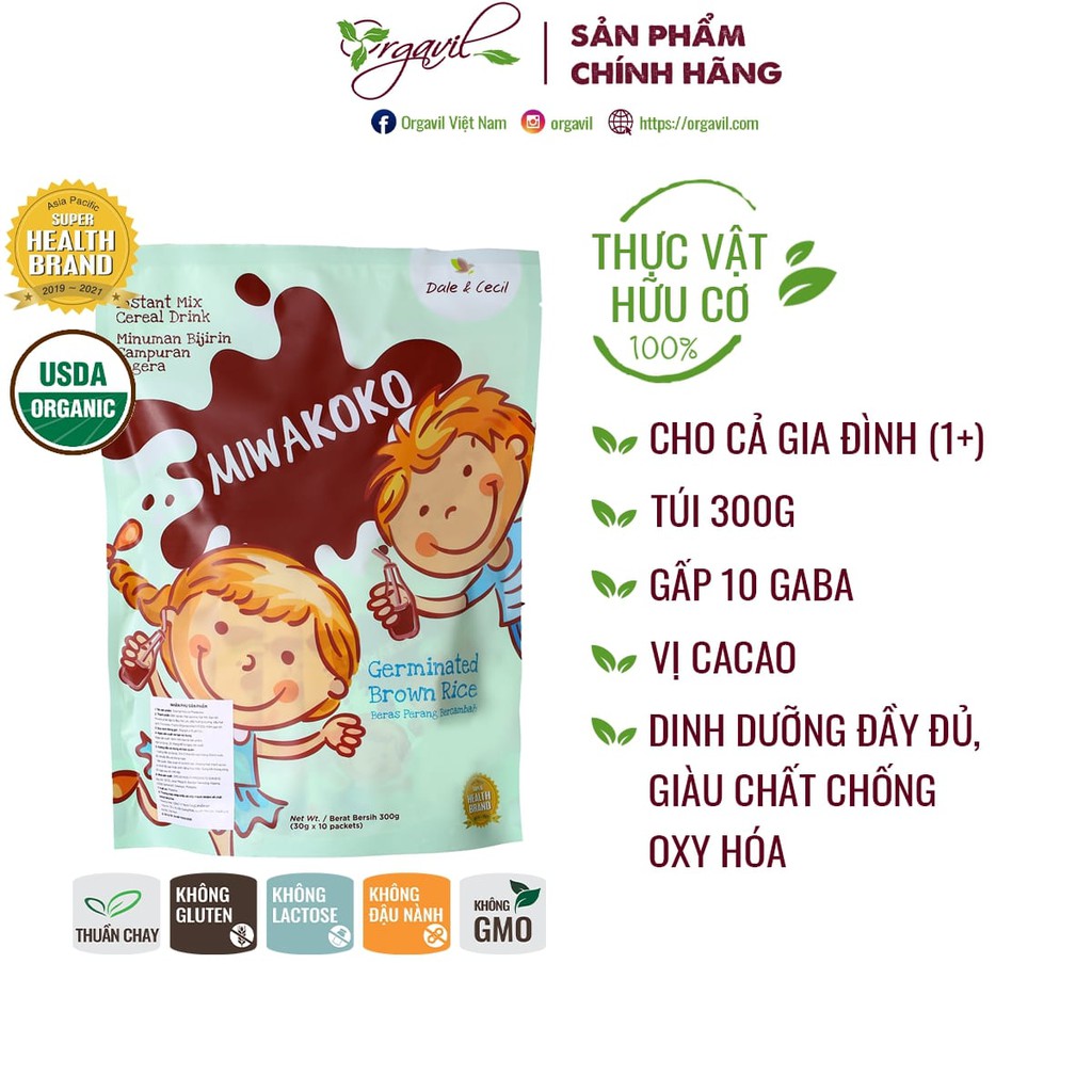 Sữa Miwakoko Túi 300g - Sữa Thực Vật Hữu Cơ Miwakoko Vị Cacao - Orgavil phù hợp cho người theo chế độ thuần chay