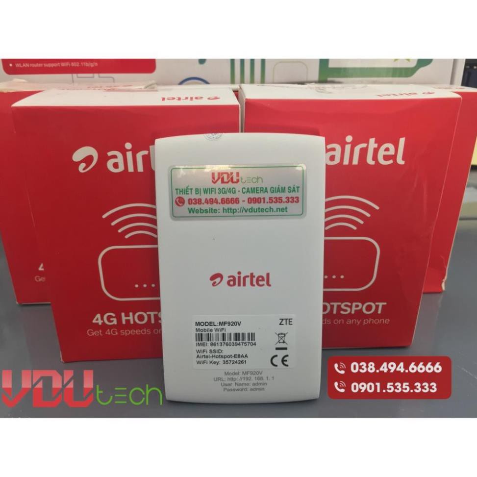 Bộ Phát Wifi 4G ZTE MF920 - Airtel - Hỗ trợ 32 thiết bị kết nối - 4G tốc độ cao - phù hợp cho xe khách, tàu du lịch