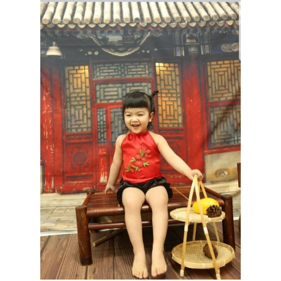 Yếm đào hoa thêu cho bé gái size 3ky - 15ky / Bộ quần áo bé gái
