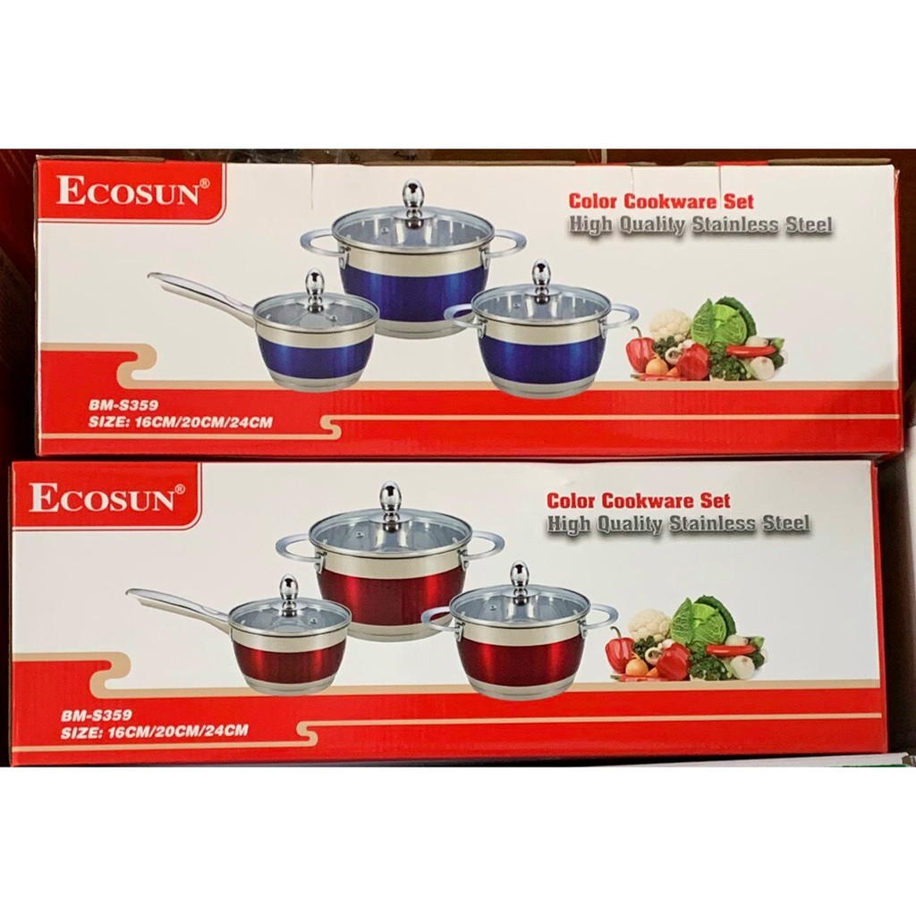 Bộ nồi 3 Inox dùng bếp từ BM – S359 Ecosun