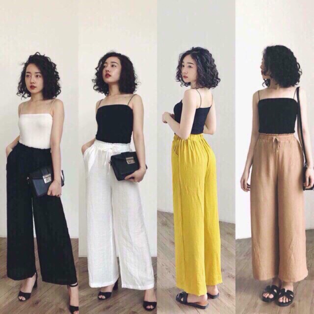 Quần Culottes Nữ Đũi Ống Rộng 🦋FREESHIP🦋 Quần Dài Nữ Ống Rộng Cạp Chun Nhiều Màu