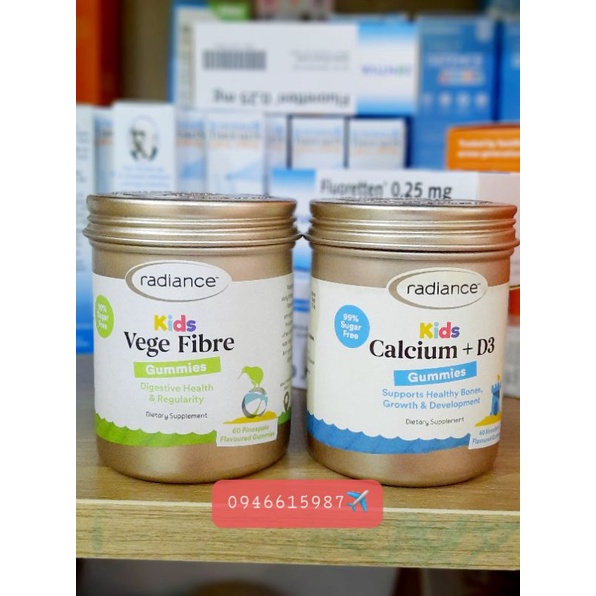 Kẹo dẻo rau củ Vege Fibre và calcium D3 60 viên