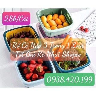 [FreeShip HCM LOẠI TỐT ] Bộ Rổ Nhựa Kèm Chậu Có Nắp Đậy