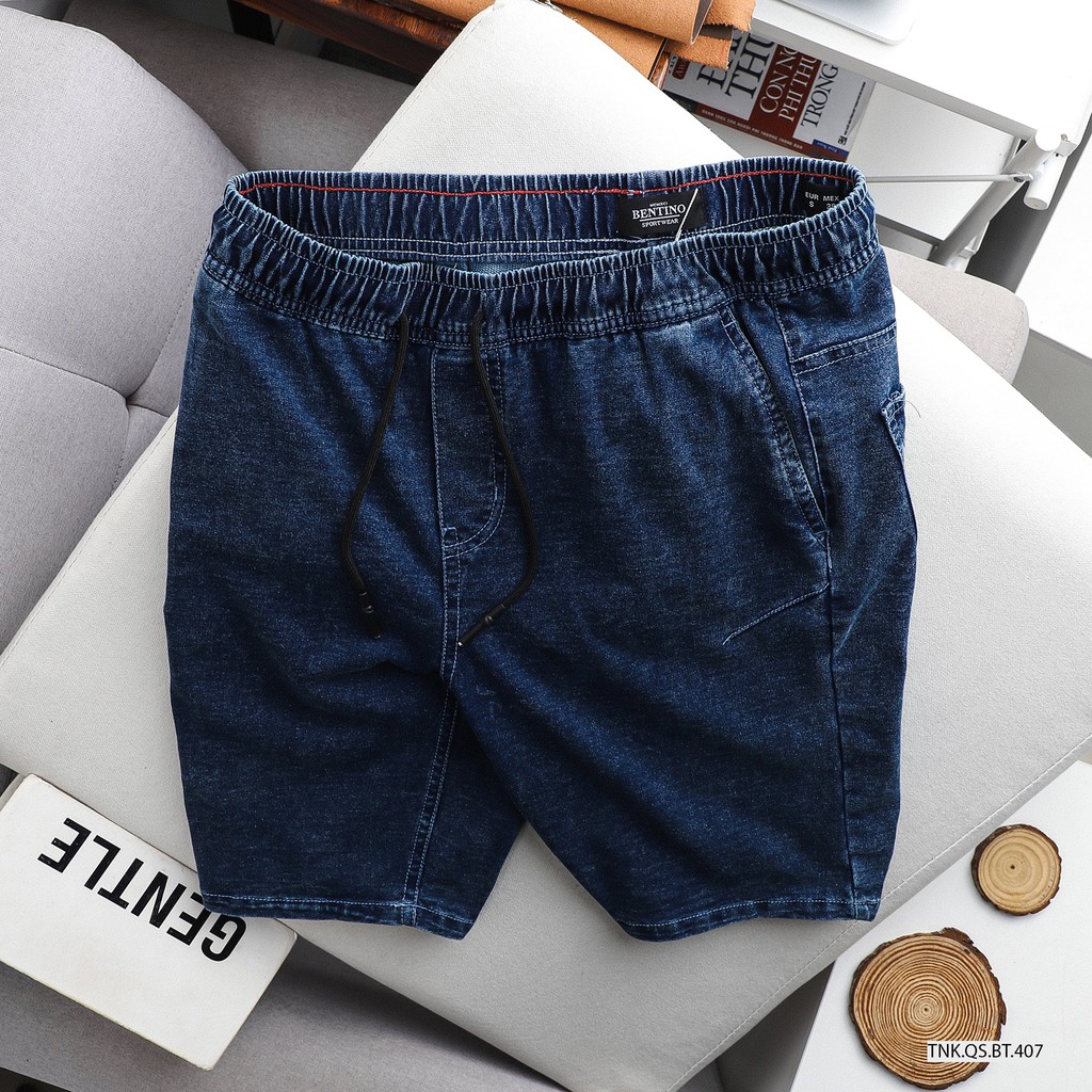 Quần short giả jeans vải da cá bò - BENTINO