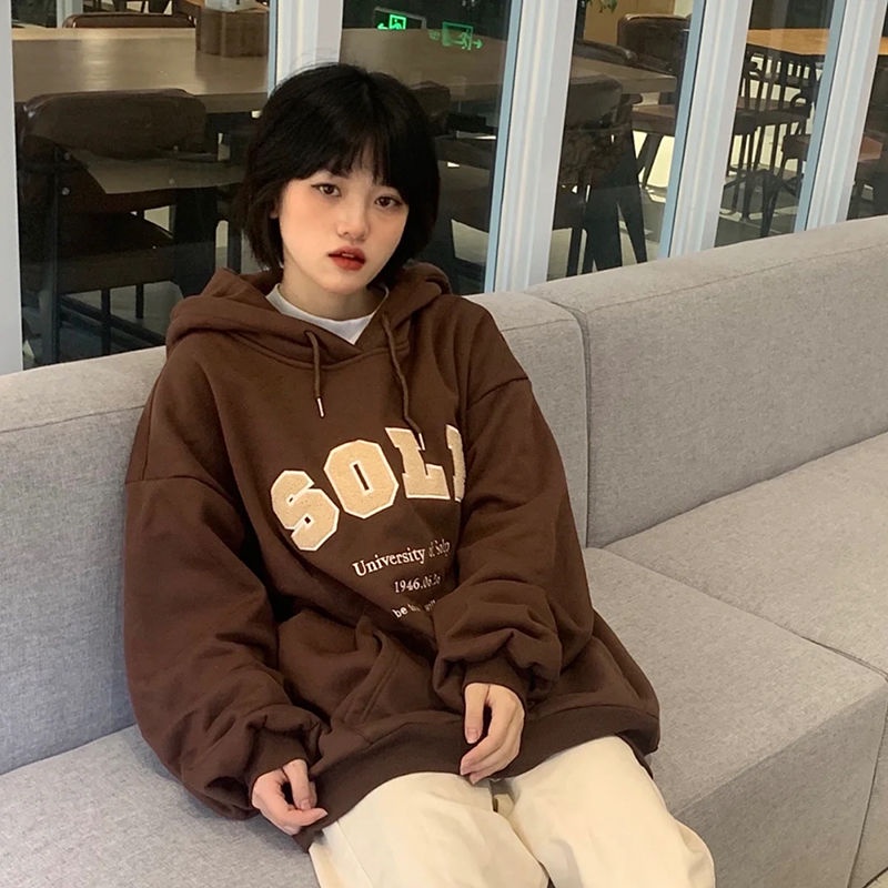 Áo hoodie dáng rộng phong cách Hàn Quốc 2021 mới