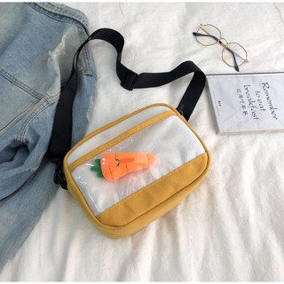 Túi đeo chéo canvas basic tặng thêm móc cà rốt