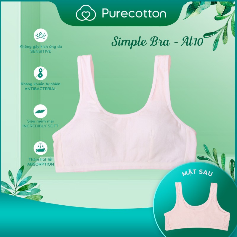 Áo lá học sinh Purecotton cho bé gái mới lớn chất liệu cotton cao cấp kiểu dáng chui đầu không đệm PC002