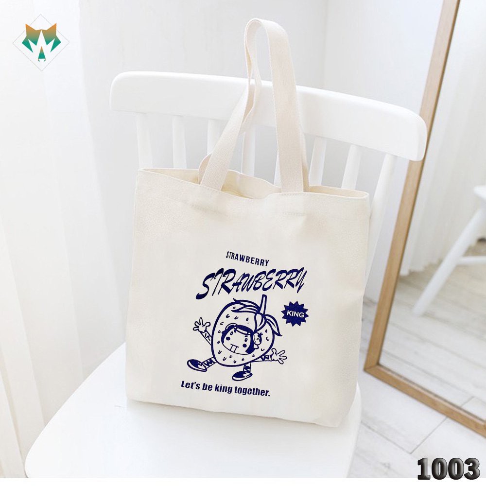 Túi Tote Vải Canvas Cao Cấp 1003 464 Strawbery Trái Dâu Thời Trang Hàn Quốc Cực Hot