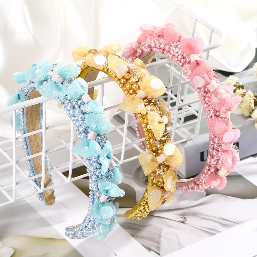 Băng Đô Cài Tóc Hình Nơ Đính Hạt Ngọc Trai Giả Toàn Bộ Cho Nữ