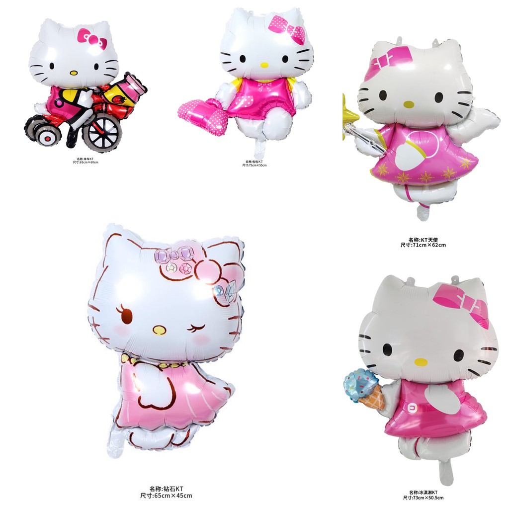 (Tặng bơm tay và phụ kiện) Set trang trí sinh nhật, thôi nôi cho bé gái chủ đề Hello Kitty màu hồng dễ thương