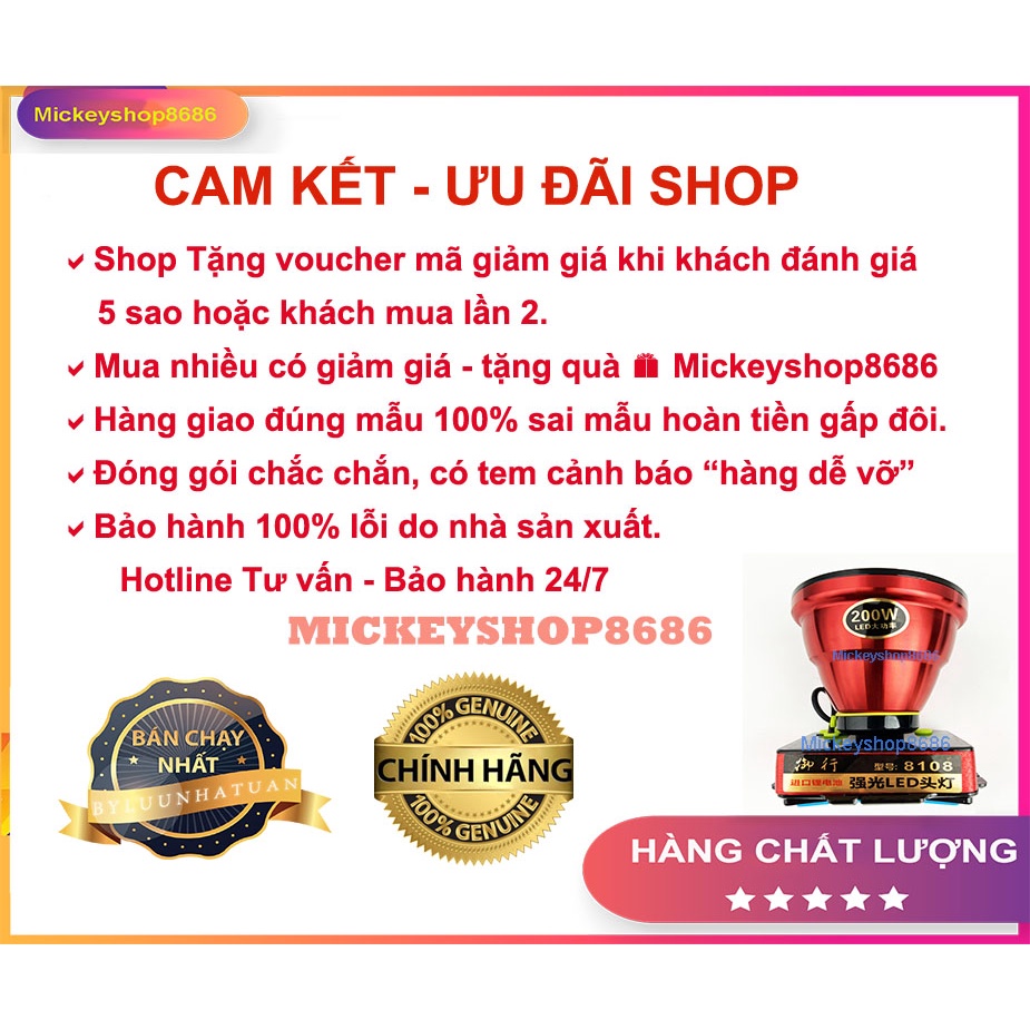 Đèn pin đội đầu YUXING 8108 LED 200w cao cấp chống nước  đèn led siêu sáng Ánh sáng vàng hoặc ánh sáng trắng