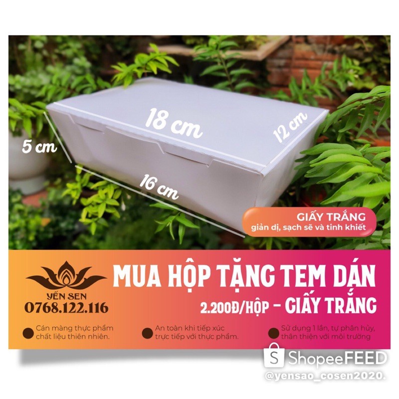 Hộp giấy đựng thức ăn +  tặng 200 tem với đơn từ 200 hộp