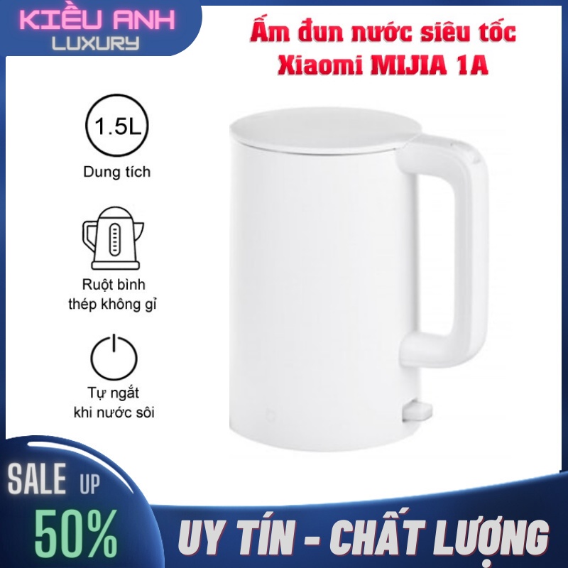 Ấm Đun Nước Siêu Tốc Xiaomi Mijia 1A Dung Tích 1,5L, 3 Lớp An Toàn Chịu Nhiệt Cao Chống Bám Bẩn, Dễ Dàng Vệ Sinh