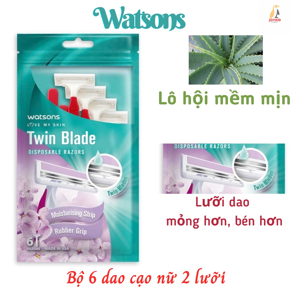 Bộ 6 cây dao cạo nữ Watsons Ladies Twin Blade Disposable Razors vùng bikini/mặt/tay