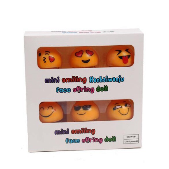 Set 6 thú nhún Emoji dễ thương dạng lò xo để trang trí