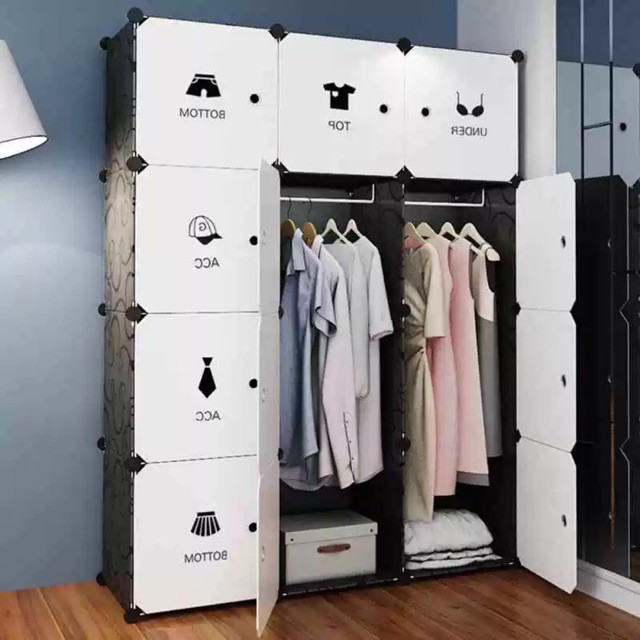 Tủ nhựa lắp ghép 12 ô đa năng sâu 47cm, tặng kèm 2 treo đồ. Inbox chọn mẫu