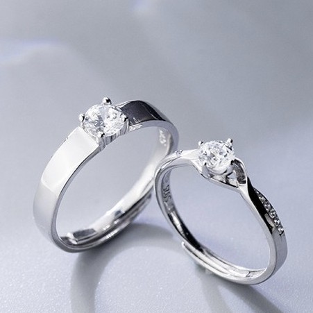 Nhẫn Đôi Nam/ Nữ Bạc 925 Cao Cấp ERASHOP 075218 - Hột Đá Sang Trọng (mẫu 3) (1 chiếc)