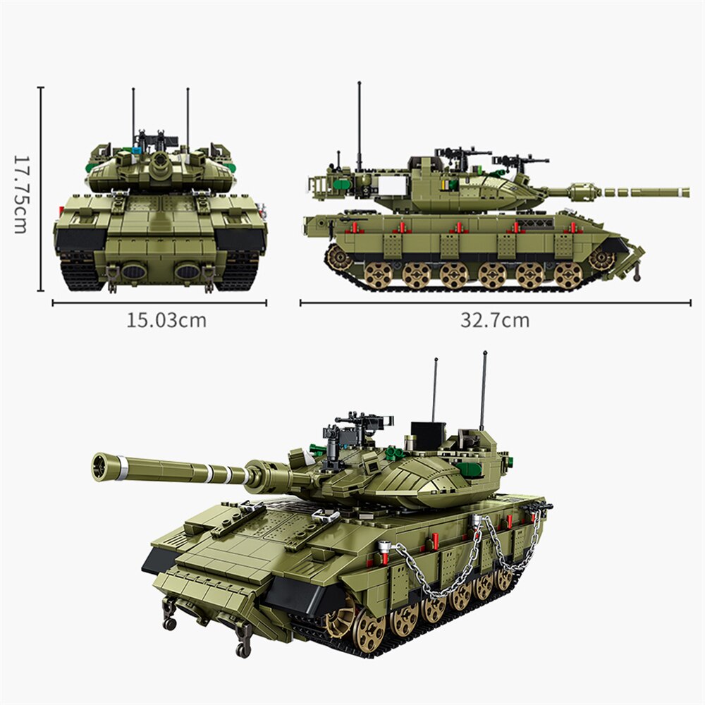 Đồ chơi giáo dục Lắp ráp Mô hình MEOA Panlos 632009 Military WW2 Series 1730PCS Merkava MK4 Main Battle Tank xe tăng