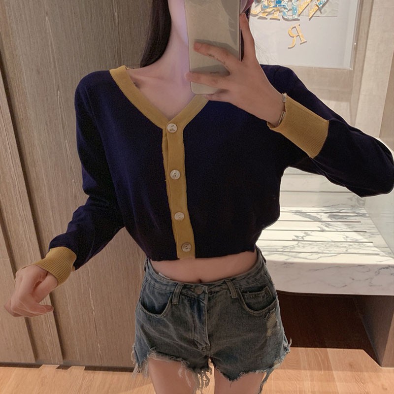 Áo khoác Cardigan dệt kim phối nút thiết kế dáng rộng cho phái nữ