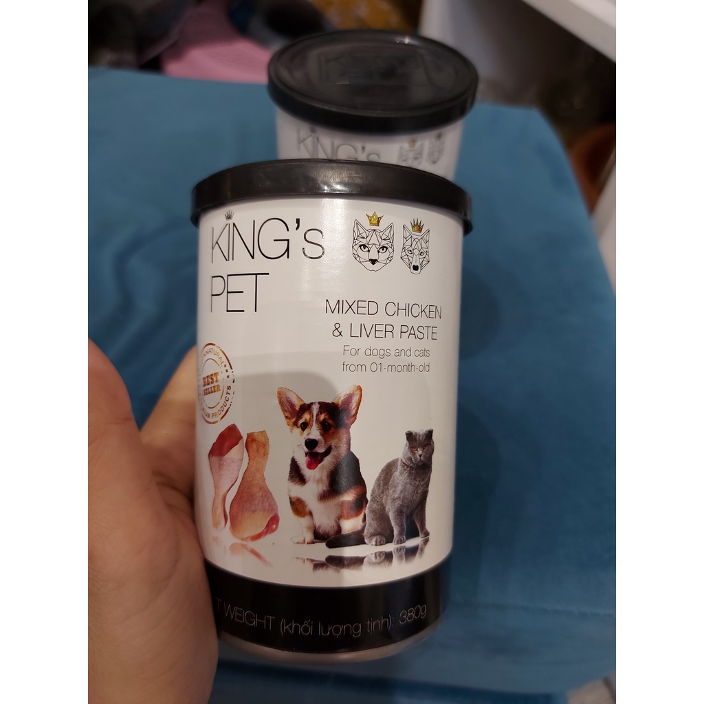 Pate King's Pet cho chó mèo từ 1 tháng tuổi đủ vị bò, gà, cá, heo..- Lon 380g