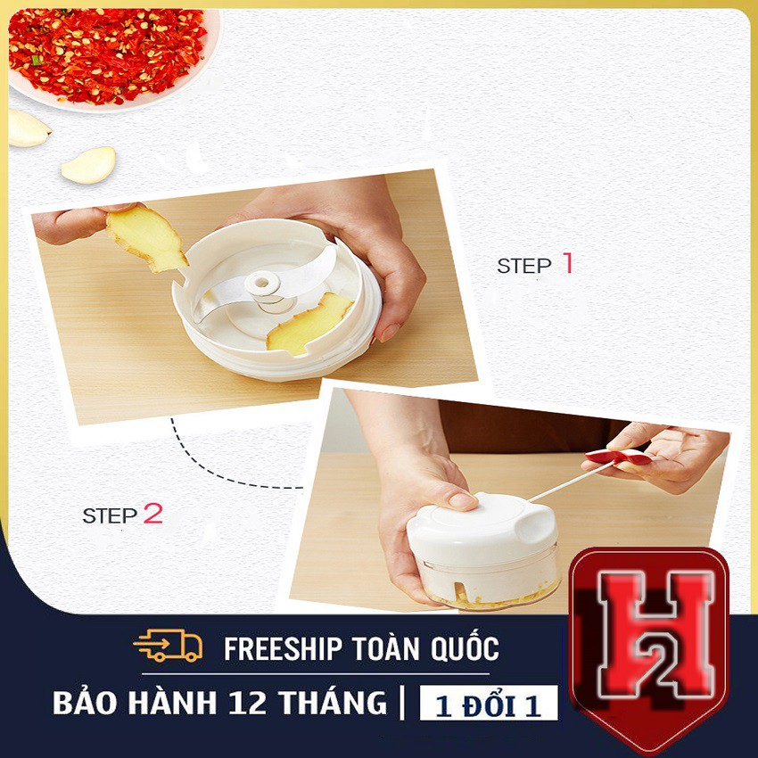 Dụng Cụ Xay Tỏi Ớt, Thịt Kéo Tay Mini Food Chopper Siêu Tiện Lợi, Đa Năng