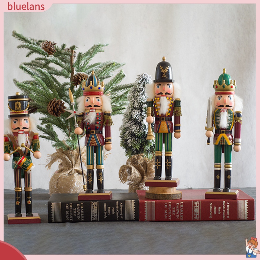 Set 2 Mô Hình Gỗ Nutcracker Trang Trí Giáng Sinh