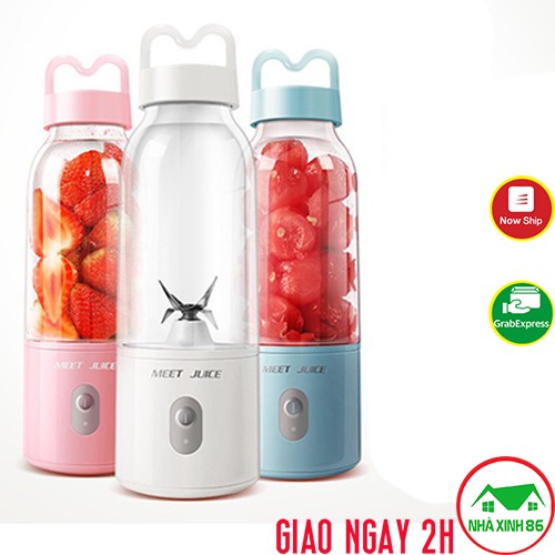 Máy Xay Sinh Tố Cầm Tay Mini Meet Juice | Máy Xay Mini Có Dây Cầm, 4 lưỡi dao không gỉ, cắm sạc trực tiếp