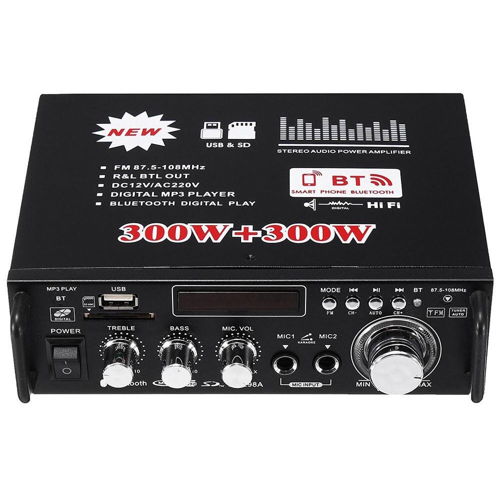 Amply Bluetooth Karaoke Mini CHÍNH HÃNG BT-298A 220V Đánh Chim Đêm, chức năng đa năng, âm thanh cực đỉnh.BT-298A cao cấp