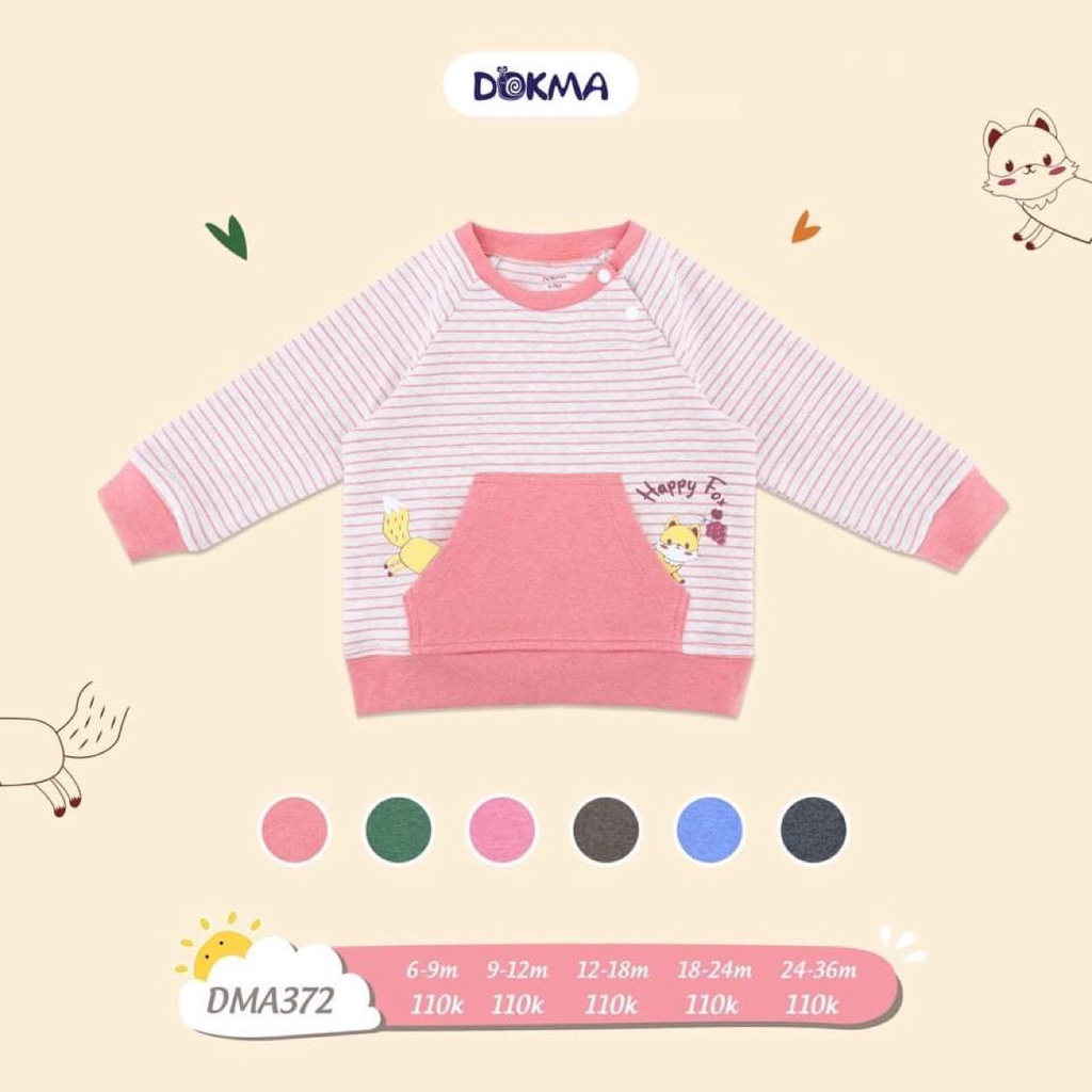 Áo thun dài tay thu đông vải cotton dày dặn cho bé trai bé gái Dokma sale size 6M-36M DMA372 Lamiha