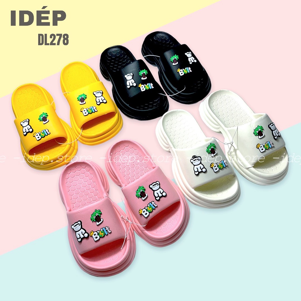 Dép bánh mì guốc nữ quai ngang Gấu Bolt đế độn 4cm (gắn 6 sticker) chất EVA siêu nhẹ ullzang iDÉP- D278