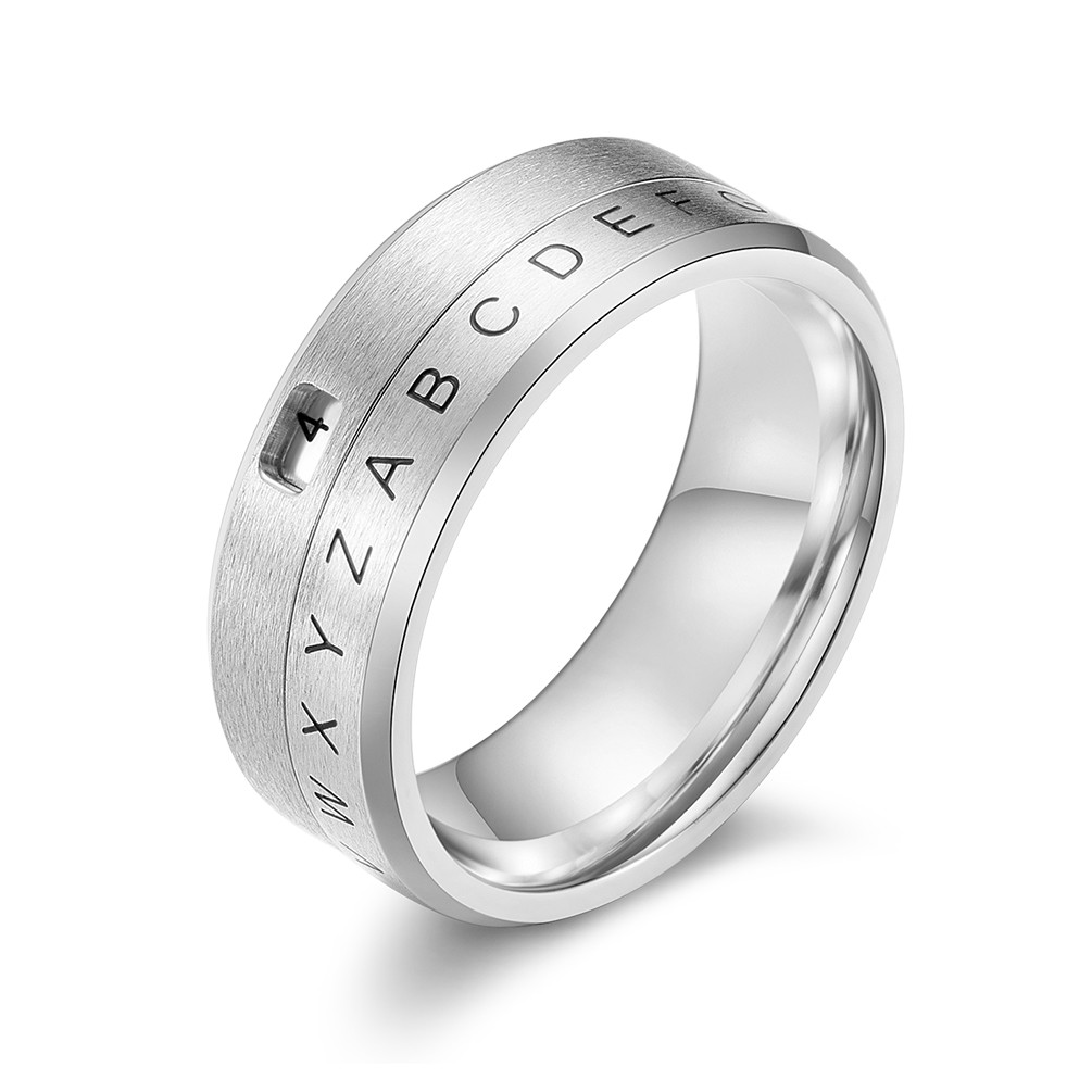 Men Jewelry Titanium Steel Ring Rotatable letter ring qf047