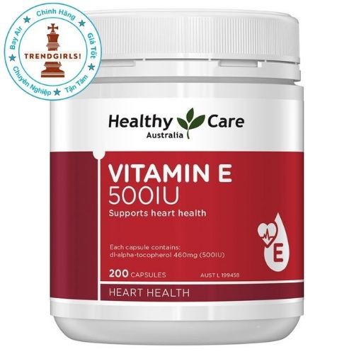 Viên uống Healthy Care Vitamin E 500IU, Úc (200v) hỗ trợ tái tạo, làm đẹp da và tóc cho người từ 12 tuổi | Thế Giới Skin Care