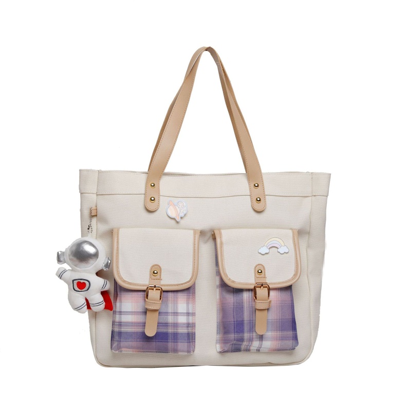 Túi Đeo Chéo Vải Canvas Cỡ Lớn In Họa Tiết Hoạt Hình Dễ Thương