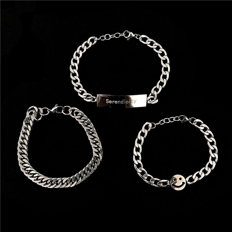 Vòng tay bằng thép titan phong cách Hiphop thời trang đường phố cá tính