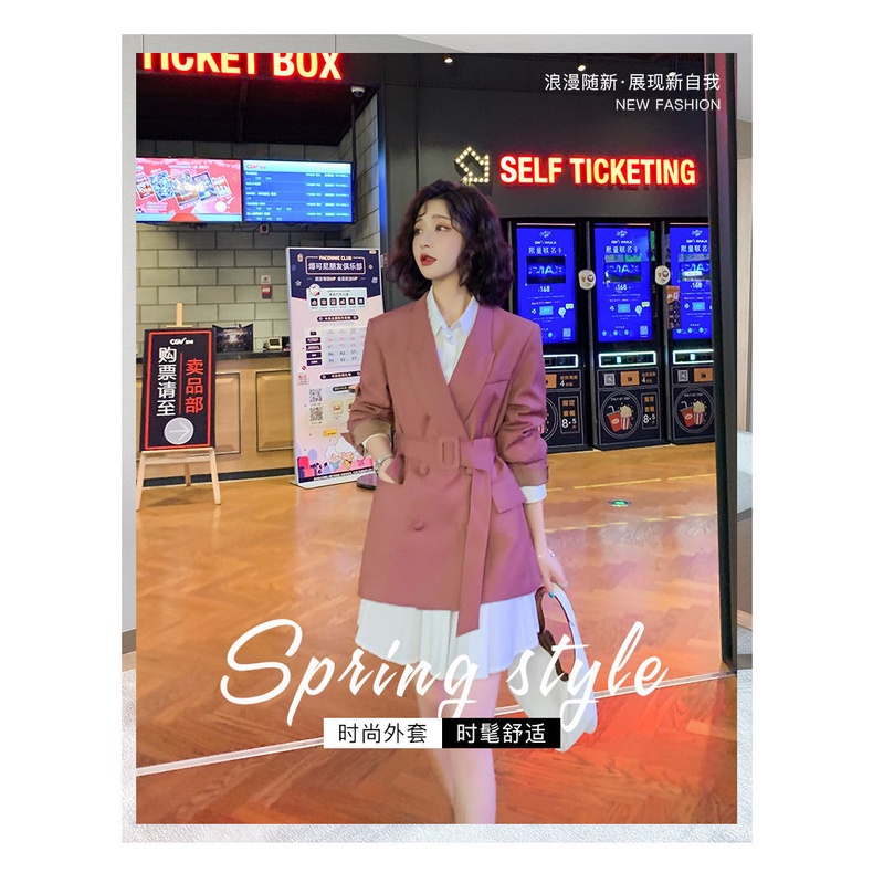 Bộ đầm trắng cổ polo và áo khoác phong cách Hàn Quốc thời trang mới dành cho nữ (Có bán lẻ)