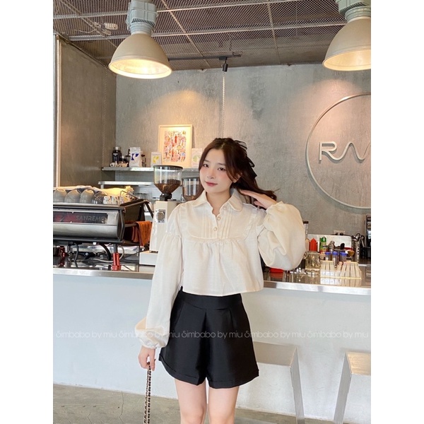 Áo babydoll croptop tay bồng cao cấp Simbabo