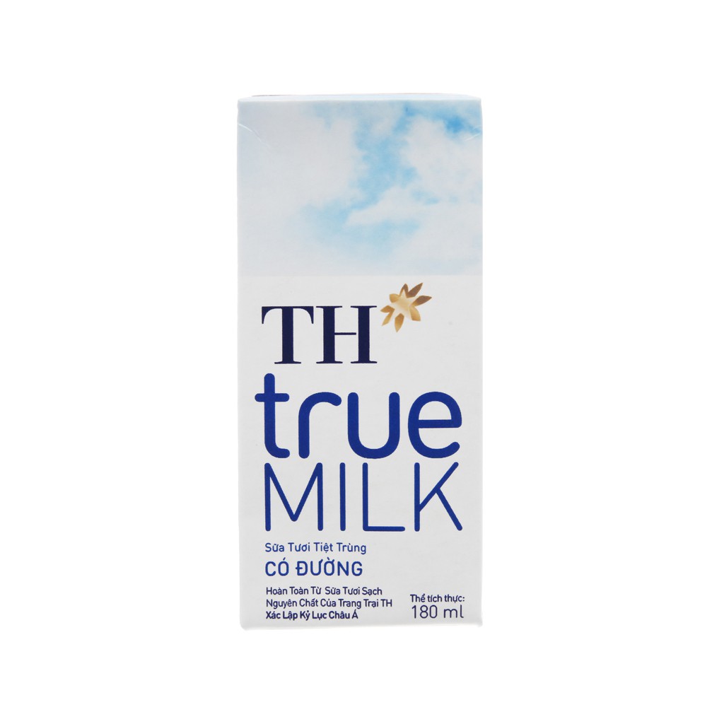 Lốc 4 hộp sữa tươi tiệt trùng có đường TH true MILK 180ml