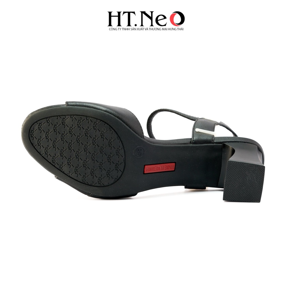 Sandal nữ đế vuông HT.NEO Da bò thật, quai da chéo tinh tế, gót vuông chắc chắn SDN111