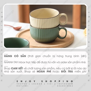 Ly cốc gốm sứ uống nước cà phê có vân sọc dọc